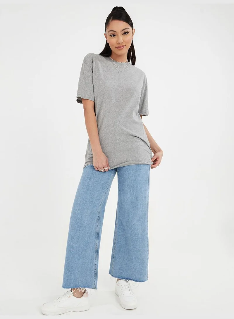 ستايلي Pack of 2 - Short Sleeves Oversized Longline T-shirt