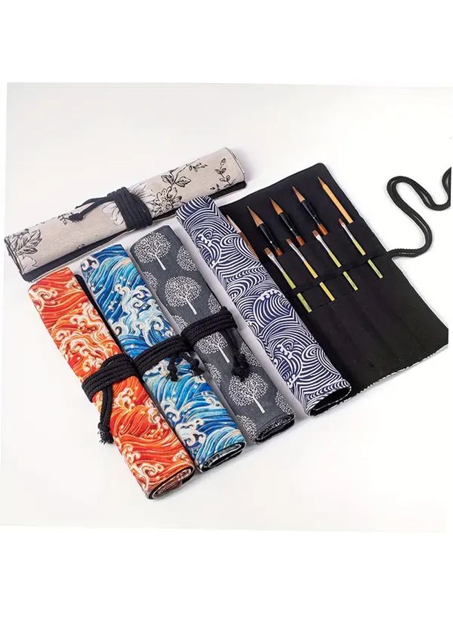 Folk Custom Canvas Colored Pencil Roll-Up Case 24 Holes for Artists Students - Image 2