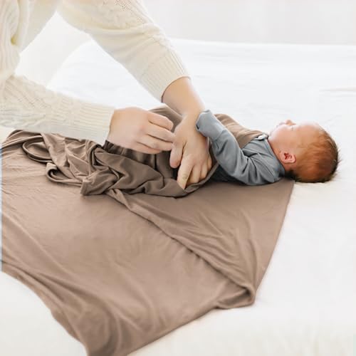 MairMore Baby Swaddle Receiving Blankets with Matching Beanie Set Newborn Nursery Swaddle Wrap for Baby Girls and Boys Brown - Image 3