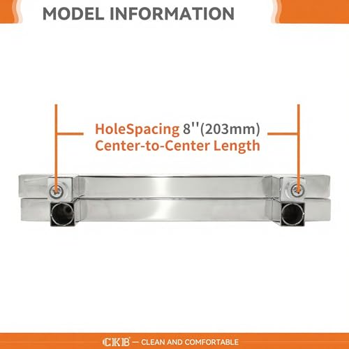 CKB 8" Back to Back Ladder Shape Pull Shower Door Handle Compatible with 1/4" to 1/2" Thickness Glass Door for Frameless Shower Doors, Polished Steel with 304 Stainless Steel - Image 3
