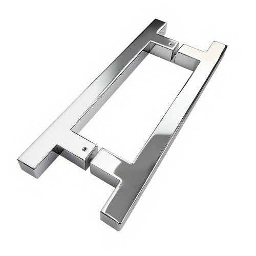 CKB 8" Back to Back Ladder Shape Pull Shower Door Handle Compatible with 1/4" to 1/2" Thickness Glass Door for Frameless Shower Doors, Polished Steel with 304 Stainless Steel - Image 1