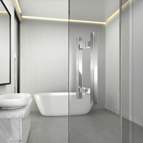 CKB 8" Back to Back Ladder Shape Pull Shower Door Handle Compatible with 1/4" to 1/2" Thickness Glass Door for Frameless Shower Doors, Polished Steel with 304 Stainless Steel - Image 4