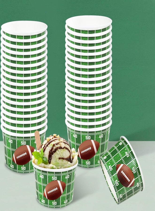 INSPIREYEE 50 PCS Football Party Snack Bowls 9 oz Green Football Party Decoration Snack Bowls Disposable Paper Ice Cream Cups Serving Paper Bucket for Sports Event Family Dinners & Birthday Party - Image 3
