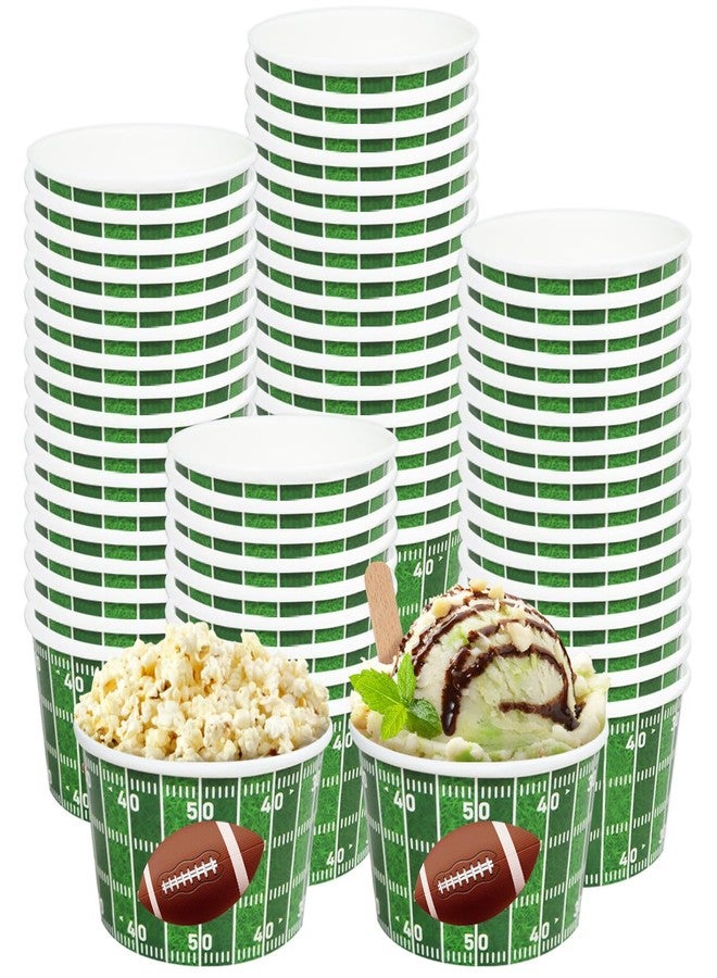 INSPIREYEE 50 PCS Football Party Snack Bowls 9 oz Green Football Party Decoration Snack Bowls Disposable Paper Ice Cream Cups Serving Paper Bucket for Sports Event Family Dinners & Birthday Party - Image 1