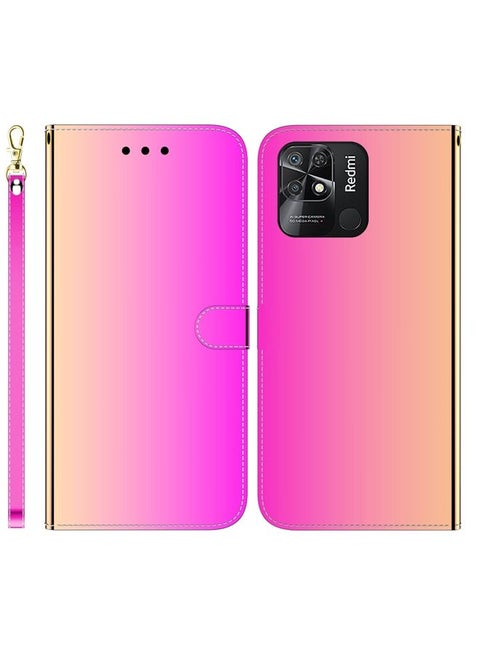 Case Cover For Xiaomi Redmi 10C Imitated Mirror Surface Horizontal Flip Leather Phone Case Gradient Color