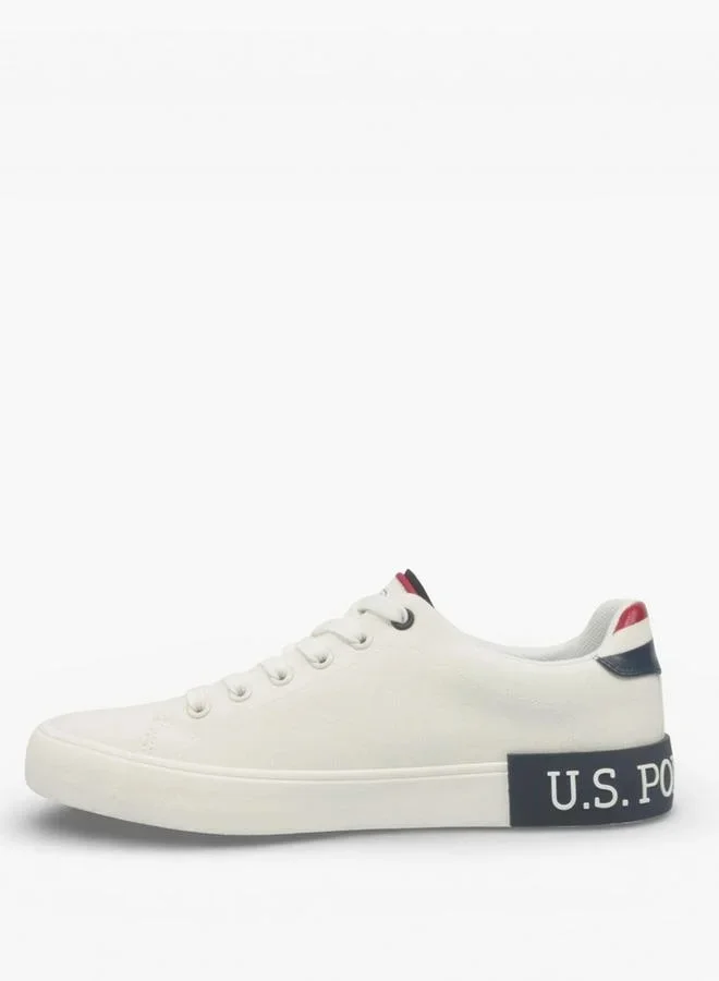 U.S. Polo Assn.  U.S. Polo Assn. Men's Lace-Up Canvas Sneakers - Off-White/Navy - Classic Low-Top Casual Shoes for Men | Best Price UAE