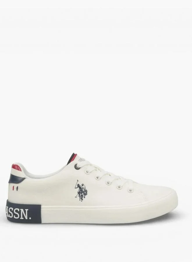 U.S. Polo Assn.  U.S. Polo Assn. Men's Lace-Up Canvas Sneakers - Off-White/Navy - Classic Low-Top Casual Shoes for Men | Best Price UAE