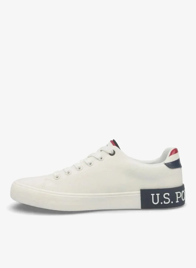 U.S. Polo Assn.  U.S. Polo Assn. Men's Lace-Up Canvas Sneakers - Off-White/Navy - Classic Low-Top Casual Shoes for Men | Best Price UAE