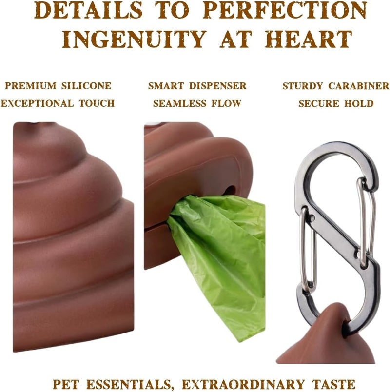 LZSOMPK Funny Dog Poop Bag Holder with Dispenser - Durable Silicone Leash Attachment, Includes 1 Roll of 15 Bags - Image 5