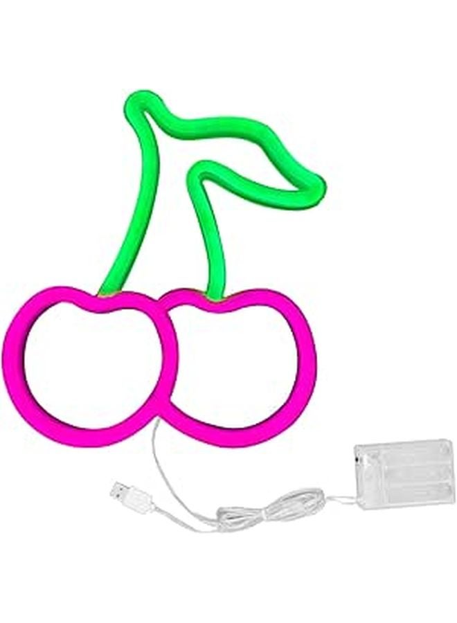 ضوء LED وردي الكرز نيون ليلي مزود بالطاقة عبر USB زينة حائط 9 × 7.5 بوصة - Image 1