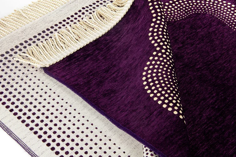 İhvan Ihvan Mihrab Patterned Plain Chenille Prayer Rug Purple