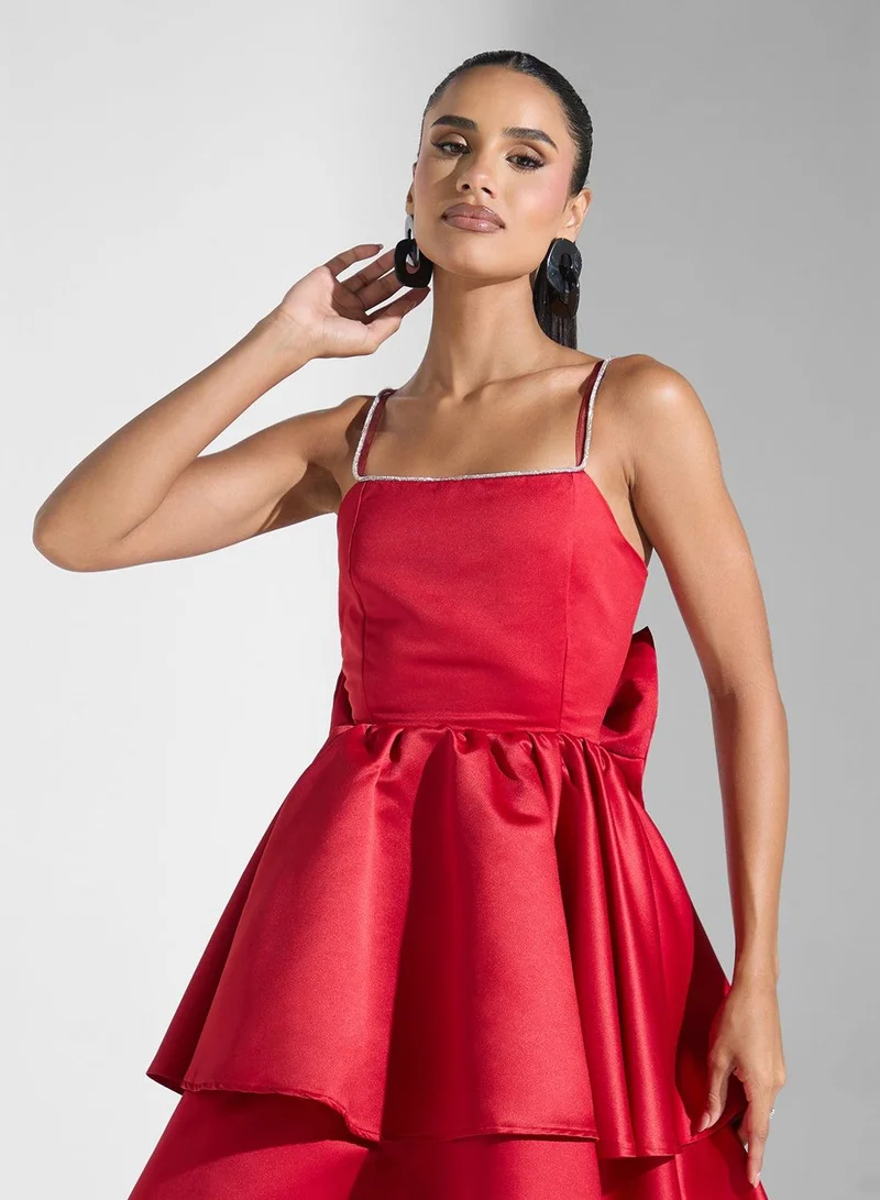 Ginger Boutique  Tiered Scarlet Dress for Women | Best Price UAE