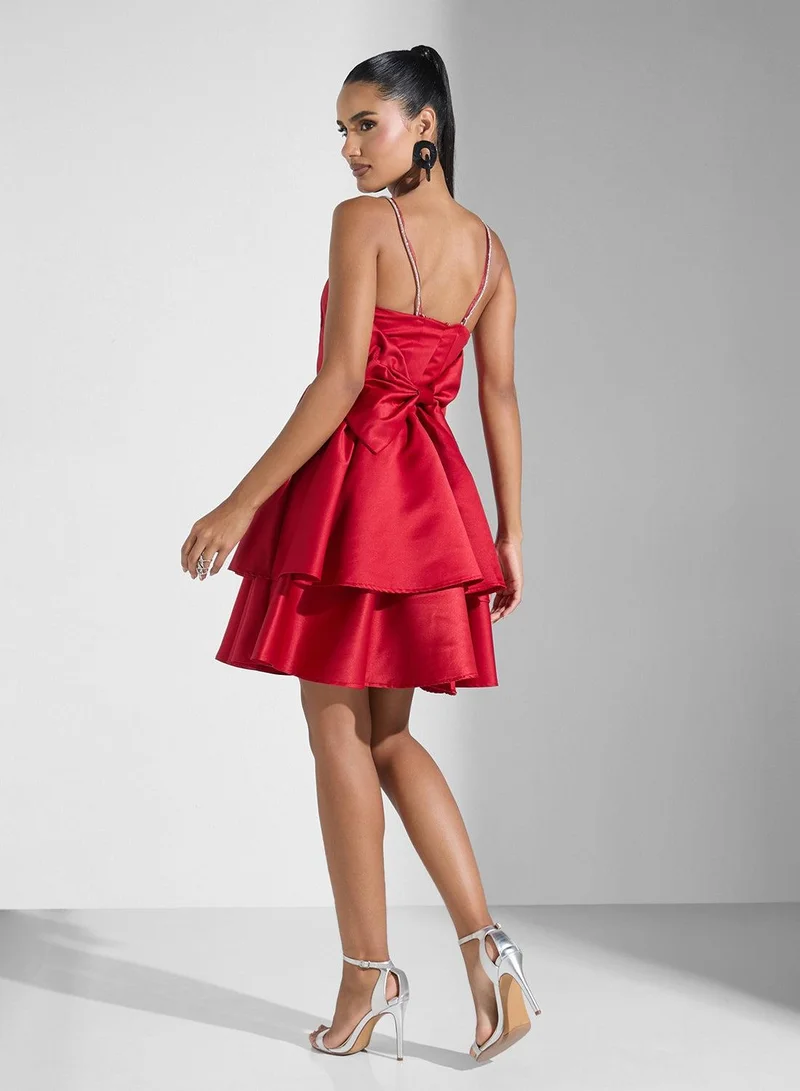 Ginger Boutique  Tiered Scarlet Dress for Women | Best Price UAE