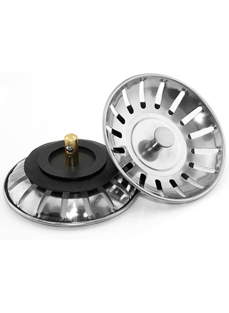 LIMOS 2PCS Sink Strainer Stopper for Kitchen, Universal Silicone Sink Drain Strainer, Food Catcher Strainer Plug for Sink Drain Silver - Image 1