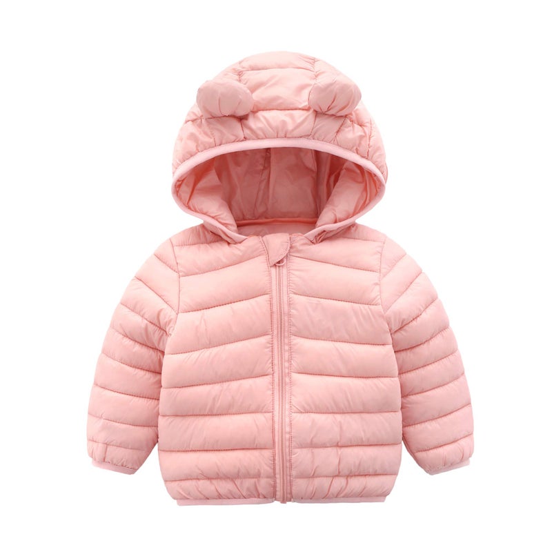 CECORC Winter Coats for Kids with Hoods Light Puffer Jacket for Girls Baby Infants Toddlers 612 MonthsPink