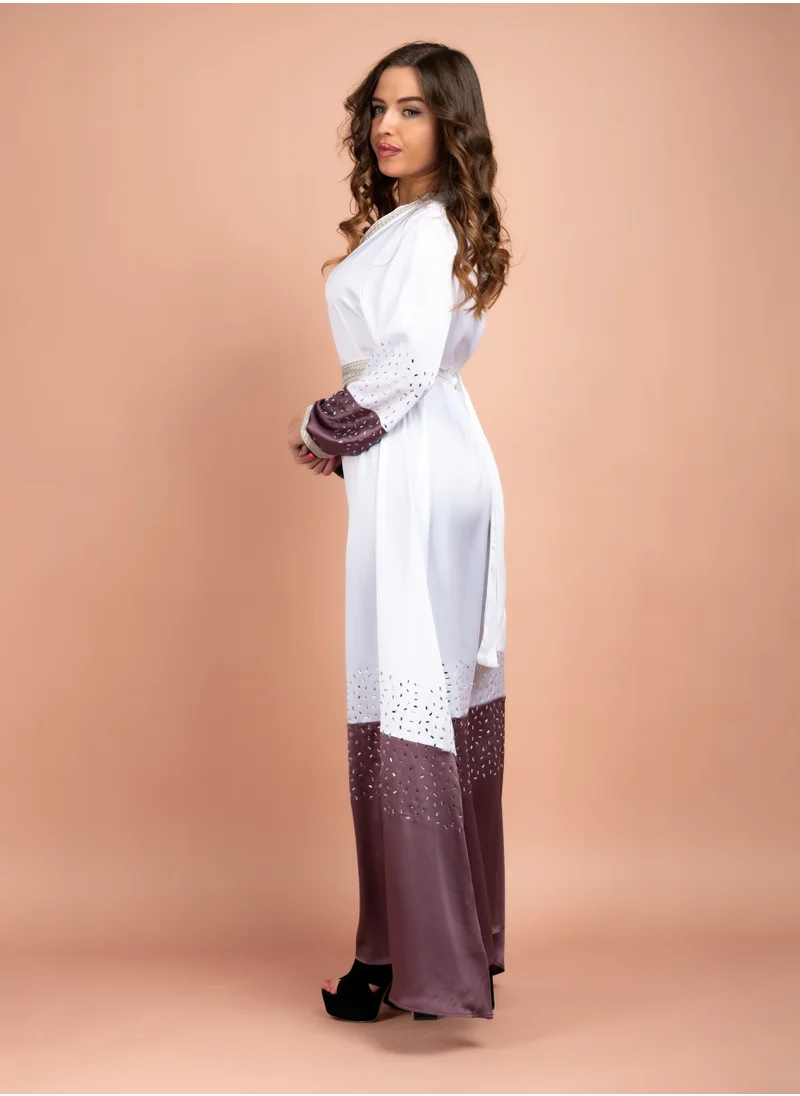 IKKXA Stylish Beaded Solid Color Long Dress