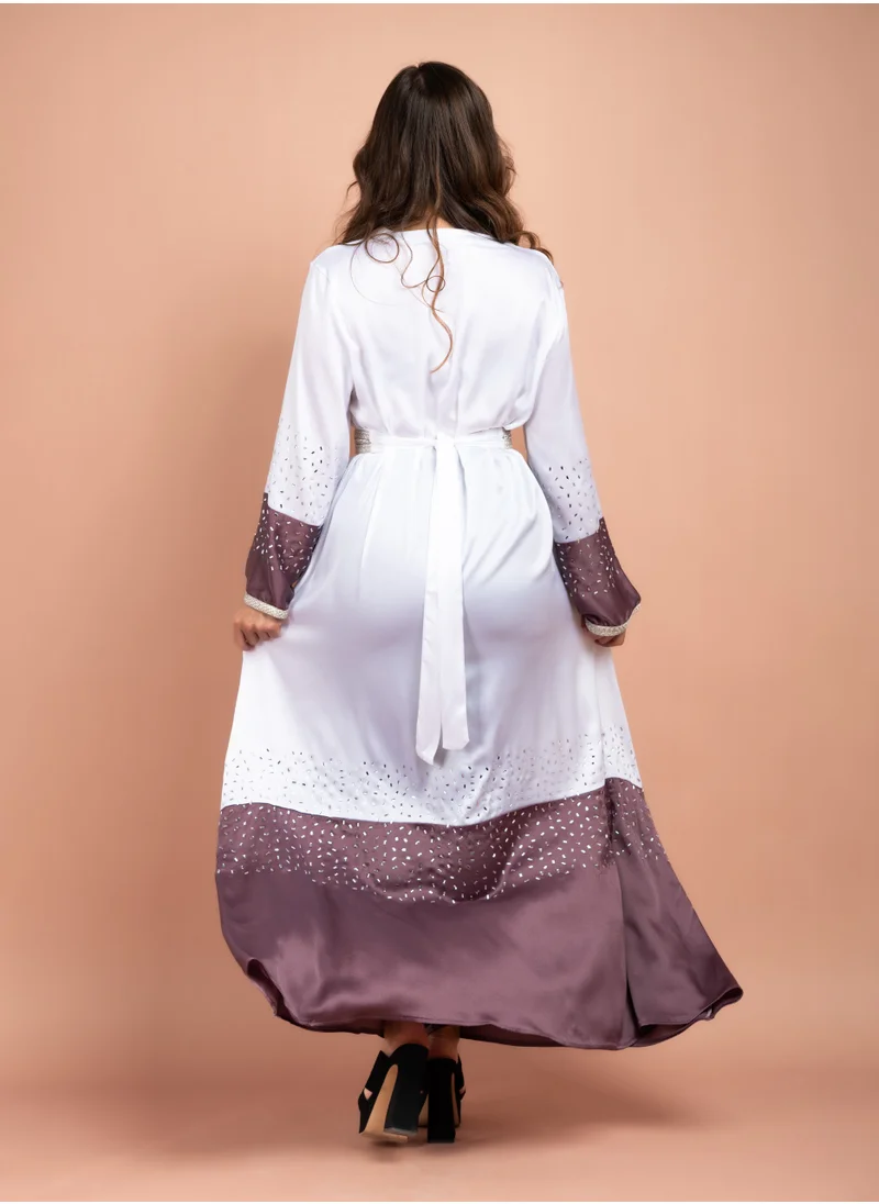 IKKXA Stylish Beaded Solid Color Long Dress