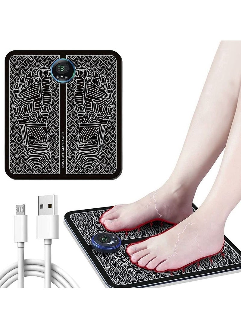 EMS - EMS Foot Massager Machine Electric Deep Kneading Circulation Foot Booster for Feet and Legs Folding Portable Leg Muscle Stimulator, Promotes Blood Circulation, Relief Pain, Home Office Use - Image 1