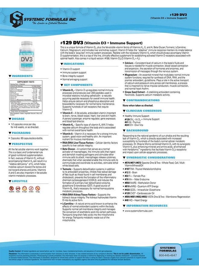 Systemic Formulas - Dv3 Bionutriment Vitamin D3 Plus Immune Support - Image 1