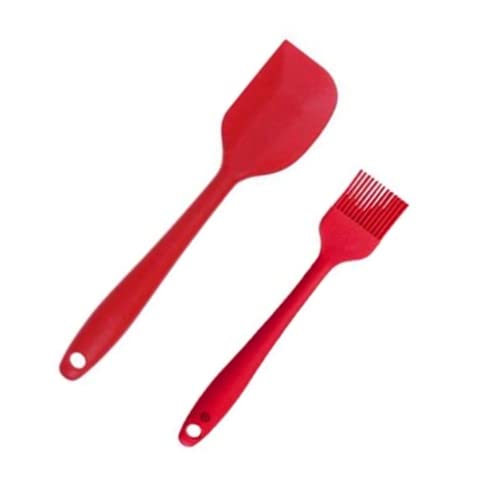 Femora Premium Virgin Silicone Tools - Big Spatula (1 pc.), Basting Brush (1 pc.), Set of 2, Red - Image 1