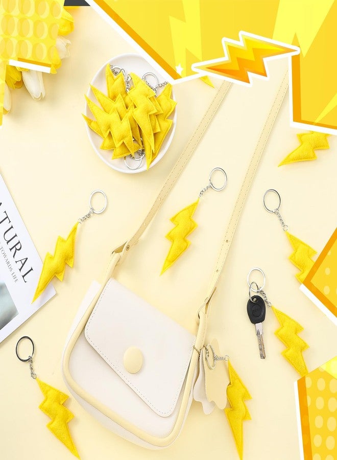 Otuuz 24 Pcs Cartoon Animation Party Favors Lightning Hanging Keychains Gifts Yellow Gold Flash Lightning Keyring Ornament Decoration for Carton Game Birthday Party Supplies Baby Showers Decorations - Image 2