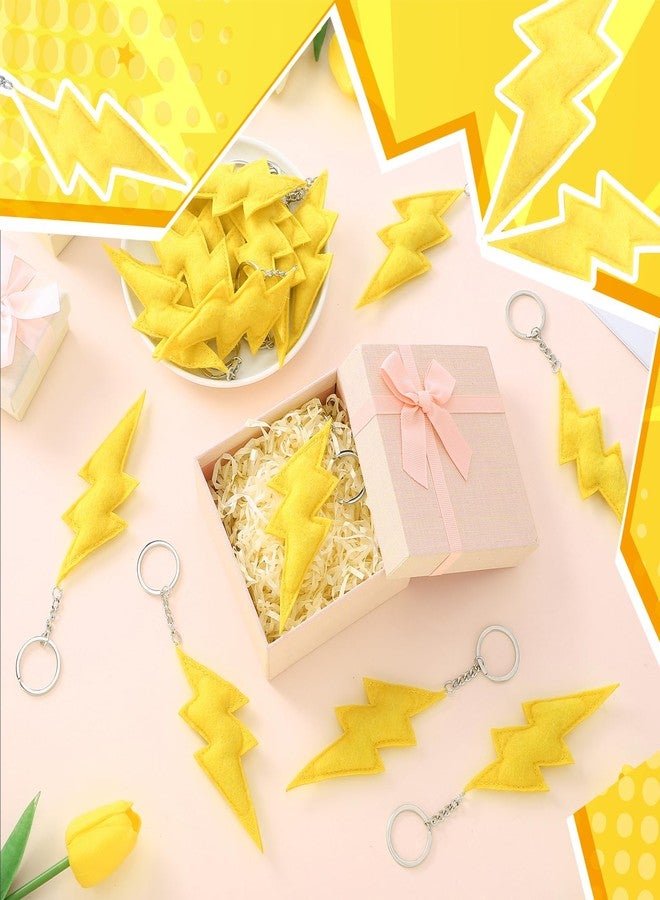 Otuuz 24 Pcs Cartoon Animation Party Favors Lightning Hanging Keychains Gifts Yellow Gold Flash Lightning Keyring Ornament Decoration for Carton Game Birthday Party Supplies Baby Showers Decorations - Image 4