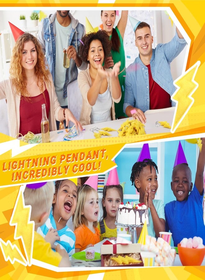Otuuz 24 Pcs Cartoon Animation Party Favors Lightning Hanging Keychains Gifts Yellow Gold Flash Lightning Keyring Ornament Decoration for Carton Game Birthday Party Supplies Baby Showers Decorations - Image 5