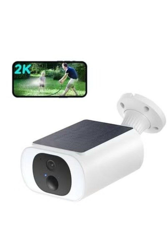 2K Wireless Outdoor Security Camera – Solar Powered, IP65 Waterproof, Custom Area Detection, Easy Wi-Fi Setup for Home Protection
