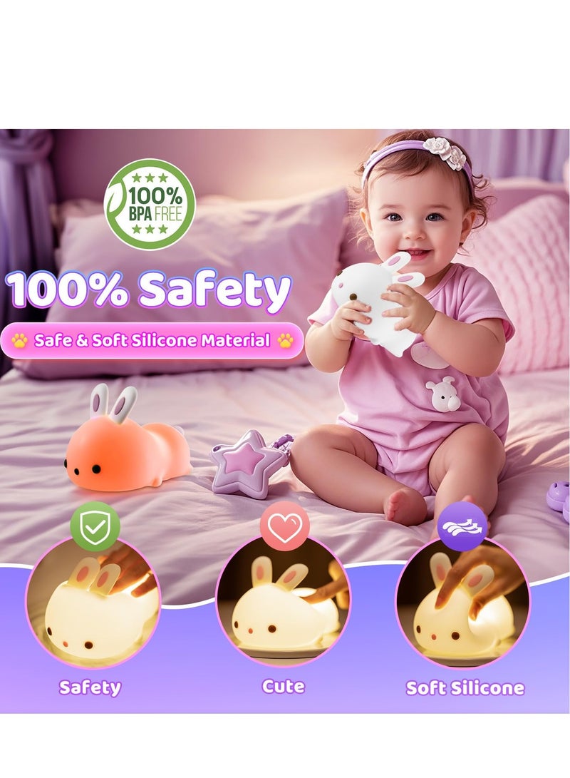 JAJEEK Kids Night Light – Cute Rabbit Design, Soft LED Glow, Dimmable, Rechargeable, Safe Touch Control, Perfect for Toddlers and Children’s Bedrooms, Nursery Nightlight - Image 2