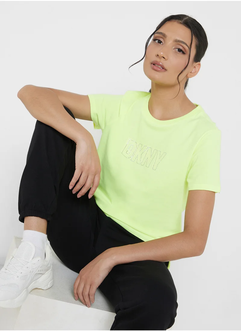 DKNY Sport Crew Neck Logo Printed T-Shirts