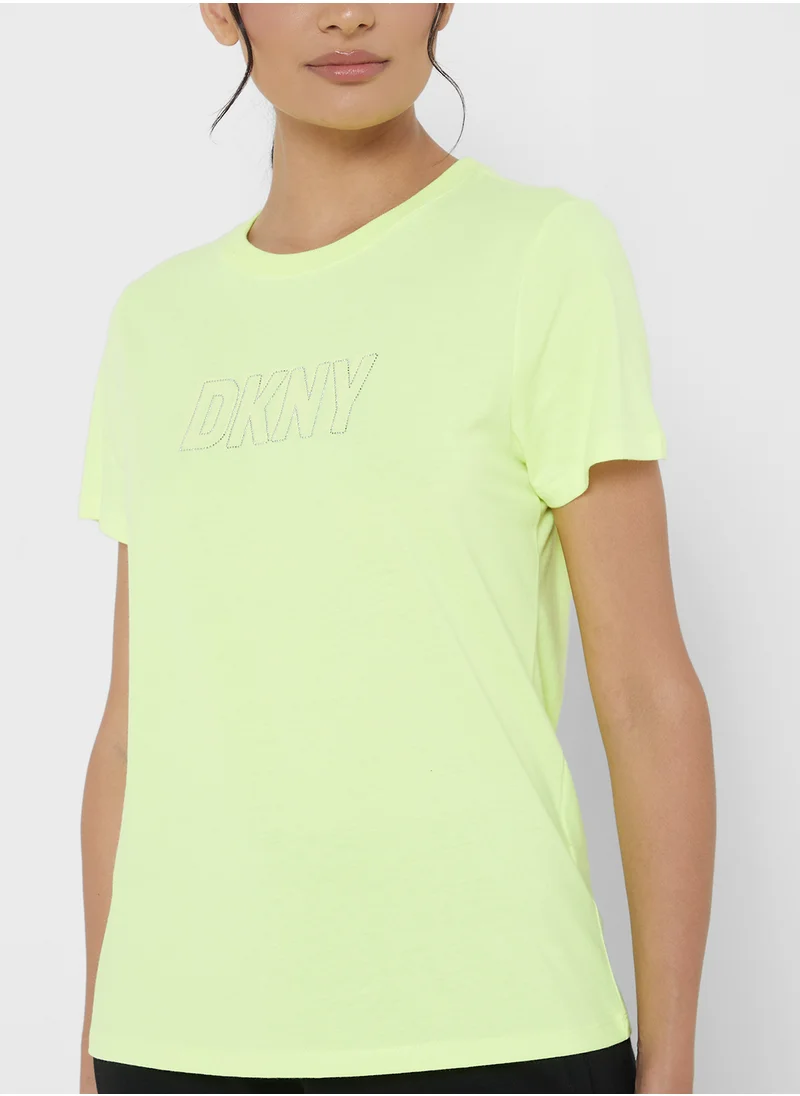 DKNY Sport Crew Neck Logo Printed T-Shirts