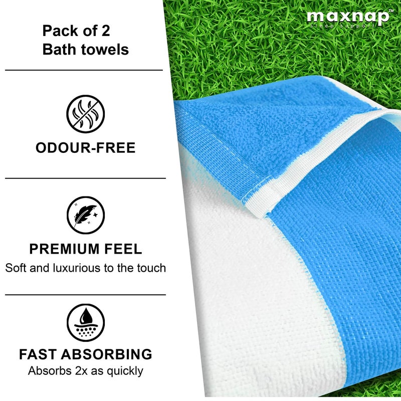 MAXNAP SunStripe - Premium Cabana Striped Towel Set – 100% Cotton, Soft & Quick-Dry, Pool Towels for Adults – Set of 2, 67 x 137 cm, Blue Colour - Image 3