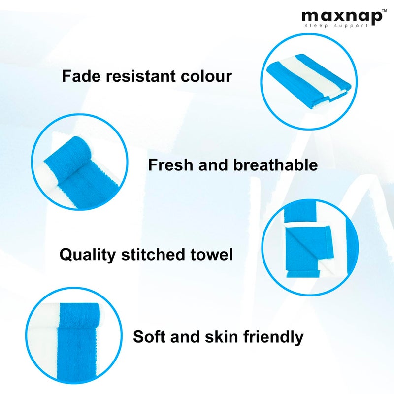 MAXNAP SunStripe - Premium Cabana Striped Towel Set – 100% Cotton, Soft & Quick-Dry, Pool Towels for Adults – Set of 2, 67 x 137 cm, Blue Colour - Image 2