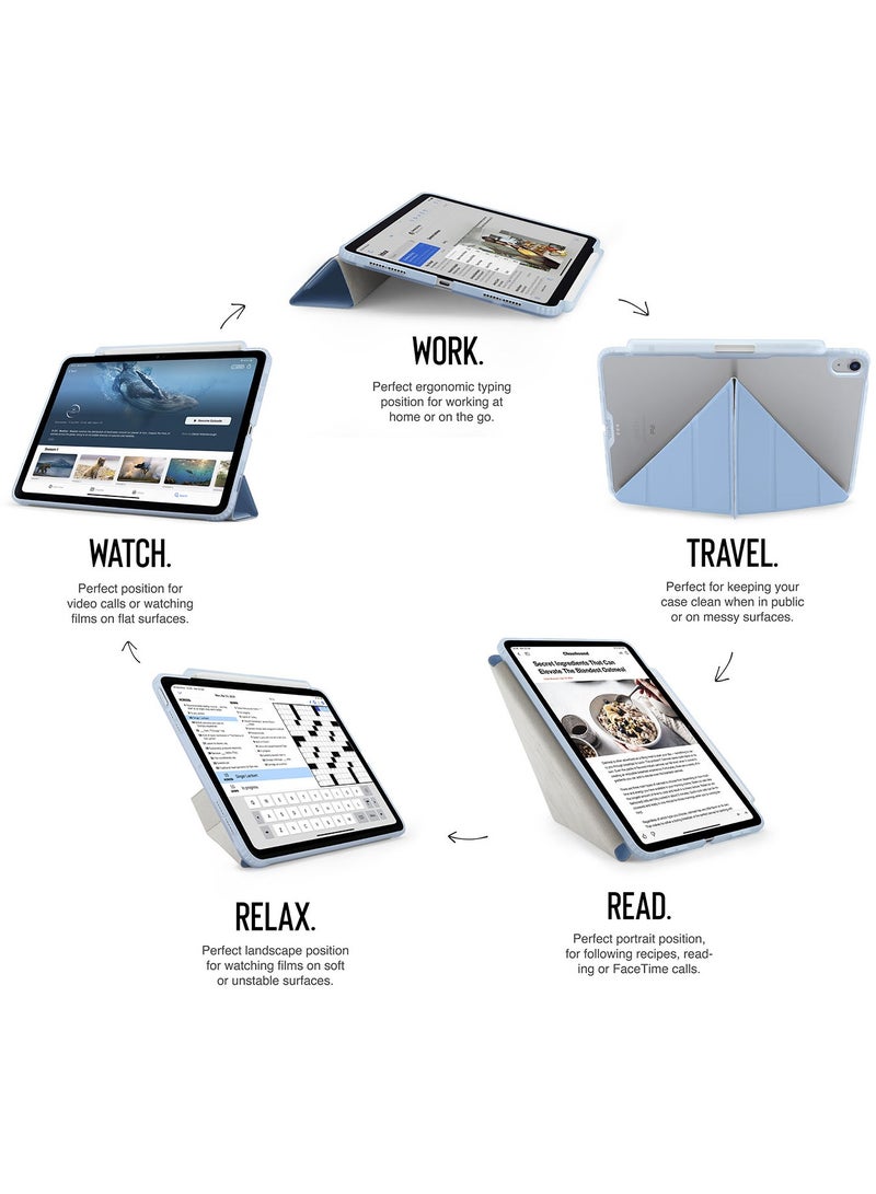 Pipetto Origami No3 Pencil Case for Apple iPad AIR 13 inch Case (2024) M2 Smart Cover with 5 in 1 Stand - Light Blue - Image 2