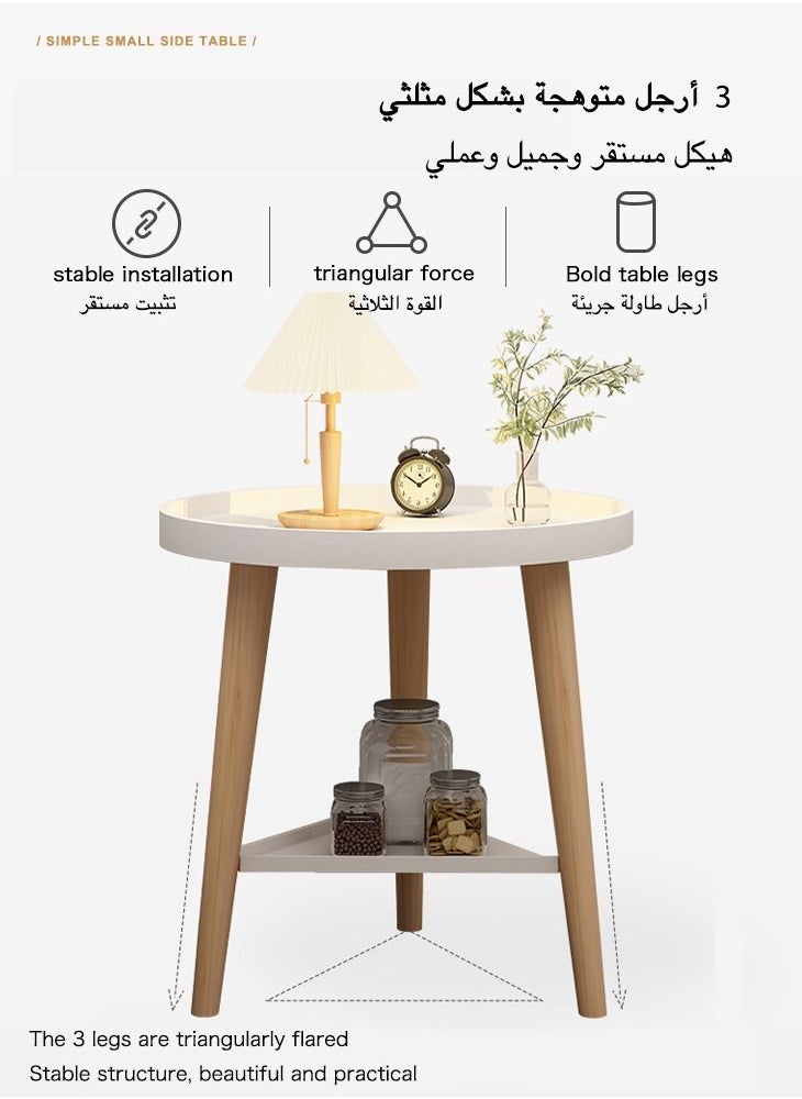 آن فش - 2 طاولة قهوة بجانب السرير بسيطة ذات سعة كبيرة تخزين مزدوجة الطبقة لطاولة نهاية المنزل - Image 1