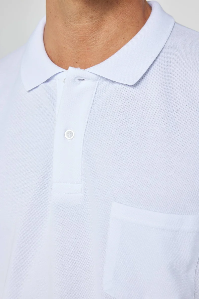 Tudors Men's Classic Fit Relaxed Cut Cotton Plain Pique White Polo Neck T-Shirt