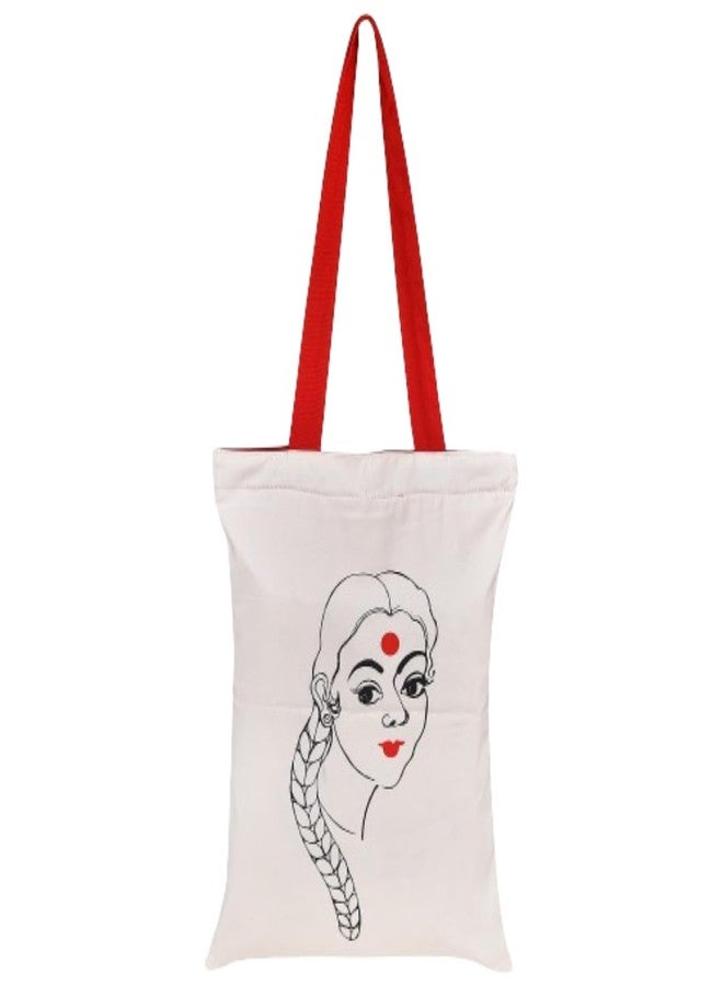 Dcluttr Designer Cotton Tote Bag with zipper closure - Pack of 1, Sustainable and Trendy Carryall | Ideal for Shopping, Travel, and More | Eco-Friendly and Reusable shopping hand bag (Minimal) - Image 1