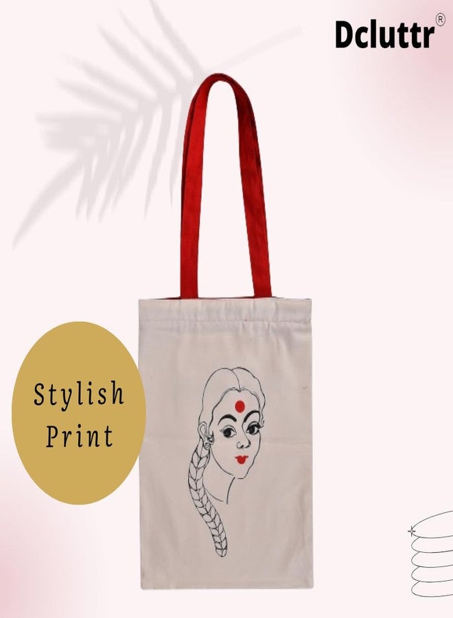 Dcluttr Designer Cotton Tote Bag with zipper closure - Pack of 1, Sustainable and Trendy Carryall | Ideal for Shopping, Travel, and More | Eco-Friendly and Reusable shopping hand bag (Minimal) - Image 3