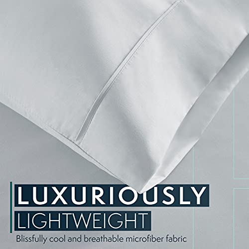 HC COLLECTION Bed Sheets Full Size Set, Hotel Luxury Platinum 1800 Series Brushed Microfiber Sheet w/Pillow Cases, Ultra Soft Lightweight 4 Pcs Bedding for Hot Sleepers Men Women Teens, Ice Blue - Image 3