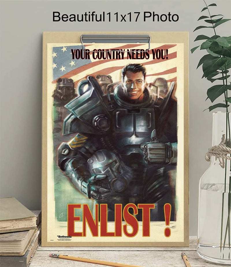 FatCat Wall Graphics Fallout 4 - Gaming Poster/Print (Your Country Needs You! Enlist!) Frameless Gift 12 x 18 inch(30cm x 46cm)-S-204 - Image 3