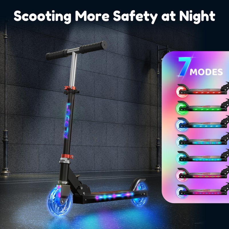TONBUX Scooters for Kids 5-12, Kids Scooter with Cool Light Up Stem, Wheels, and Deck, 4 Level Adjustable Height Kick Scooter, Foldable and Lightweight Scooter for Kid 8-12, Pink - Image 2