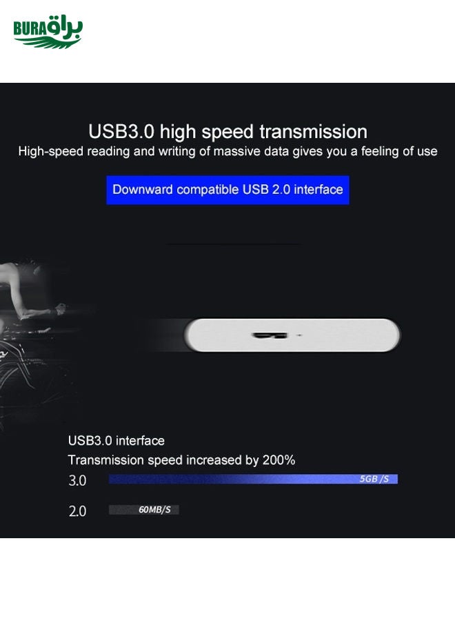 BURAQ WEIRD 750GB 2.5 inch USB 3.0 High-speed Transmission Metal Shell Ultra-thin Light Mobile Hard Disk Drive(Black) - Image 3
