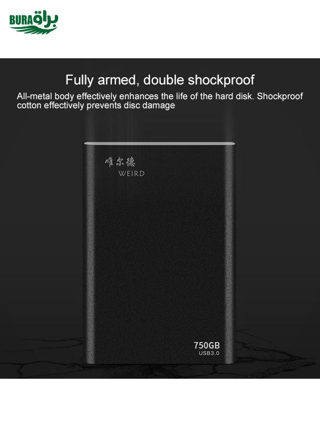 BURAQ WEIRD 750GB 2.5 inch USB 3.0 High-speed Transmission Metal Shell Ultra-thin Light Mobile Hard Disk Drive(Black) - Image 4