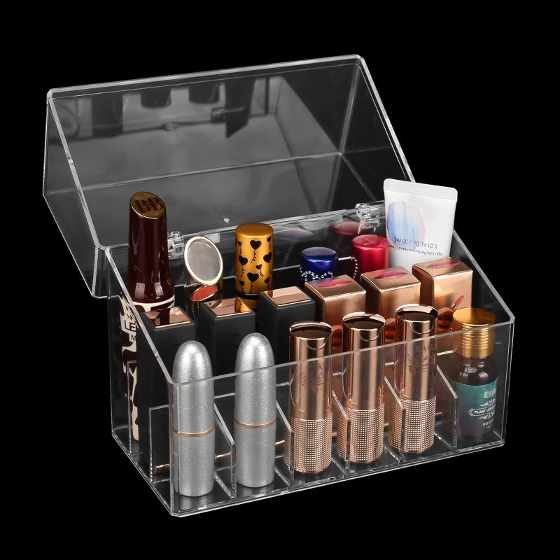 18 Compartment Transparent Acrylic Lipstick Storage Box With Lid Desktop Cosmetics And Nail Polish Organizer - Image 4