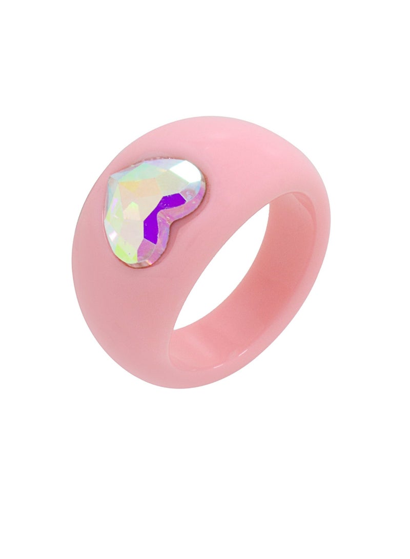Fashionbox Truth Crystal Heart Ring Pink 