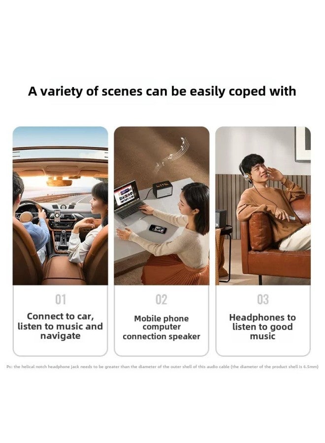 Aux Audio Cable Converter Car Car 3.5mm Male-to-male Extended Thick Cable Double Plug Adapter-Color:1 [smart Black] 1.5m★Lossless Sound Quality - Image 4