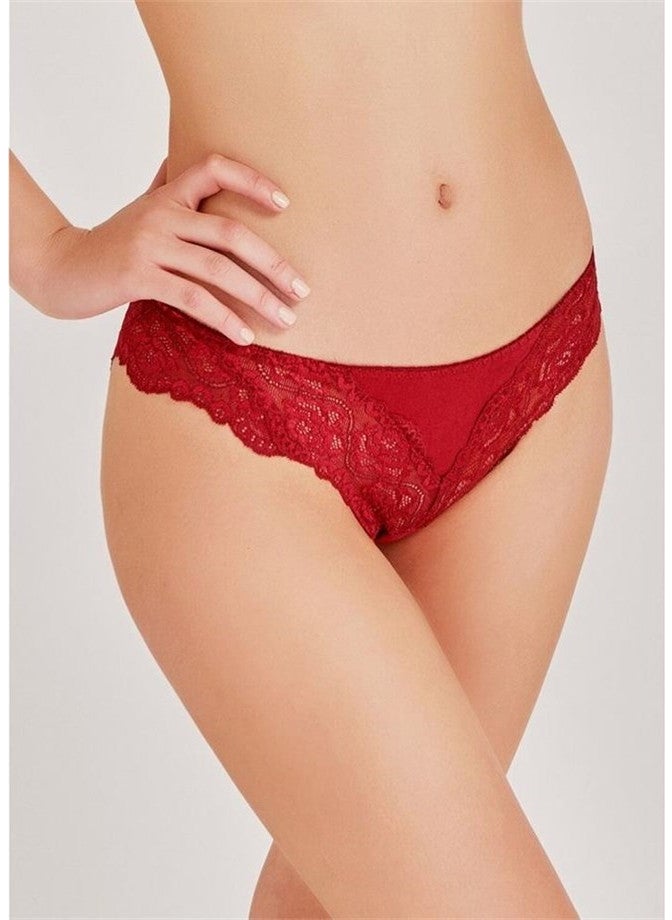 Magic Form 423 Lace Fabric Detailed Panties - Claret Red  - Image 2