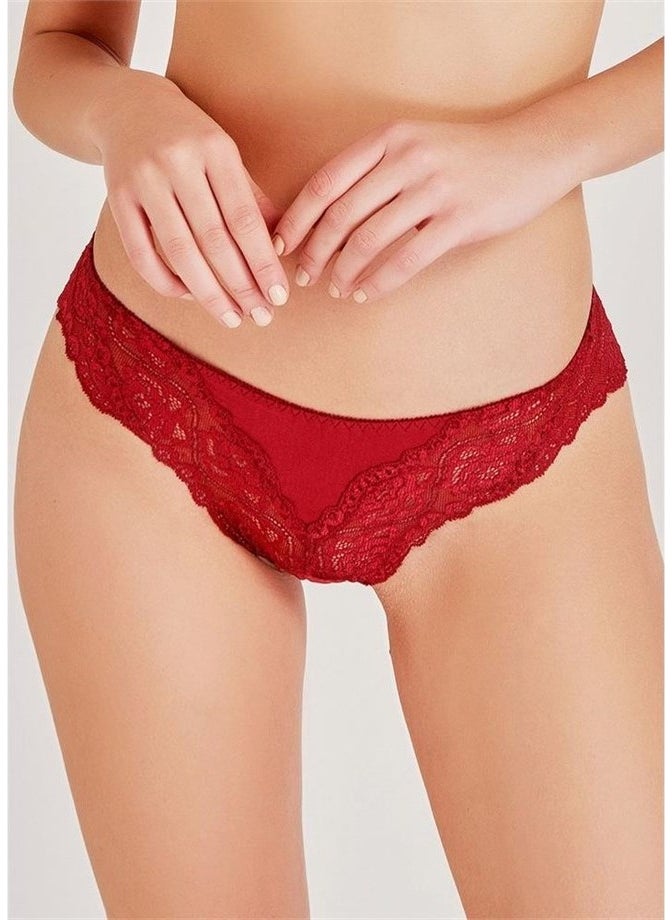 Magic Form 423 Lace Fabric Detailed Panties - Claret Red  - Image 1