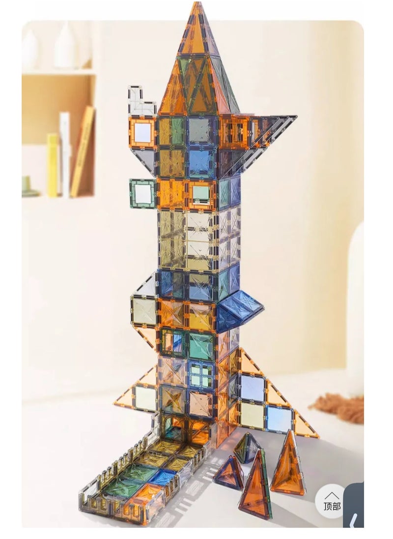 I LOVE KIDS - Magnetic Building Tiles 100 Pcs Set of Vibrant 4D Blocks, Encourages Creative Construction, Promotes Educational Brain Development,STEM Toy for Kids 2+Years - Image 1
