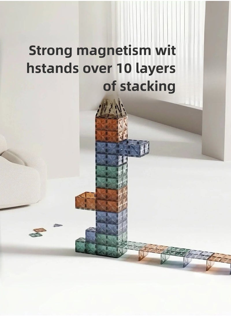 I LOVE KIDS - Magnetic Building Tiles 100 Pcs Set of Vibrant 4D Blocks, Encourages Creative Construction, Promotes Educational Brain Development,STEM Toy for Kids 2+Years - Image 1